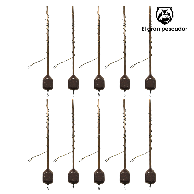 10 Plomos Cubo con Tubo Verde 4mm Lead Core y Enganche Rapido 80gr