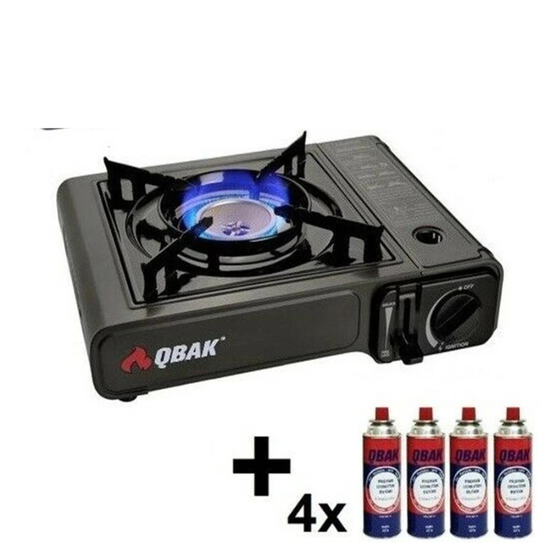 Combo Cocina Portatil a Gas QBAK + 4 Cartuchos Qbak
