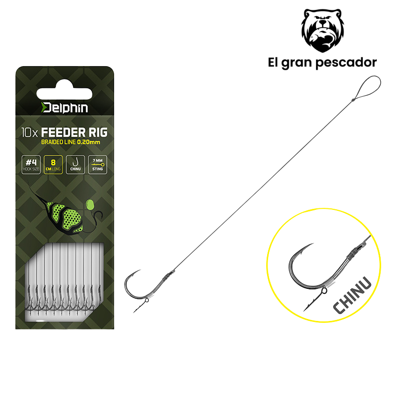 Anzuelos Montados Chinu Delphin Method Feeder Pincho 0,20mm/12cm Nº 4 10pcs