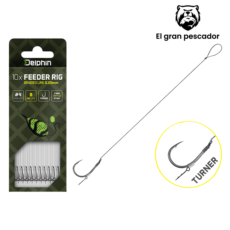 Anzuelos Montados Turner Delphin Method Feeder Pincho 0,14mm/12cm Nº 8 10pcs
