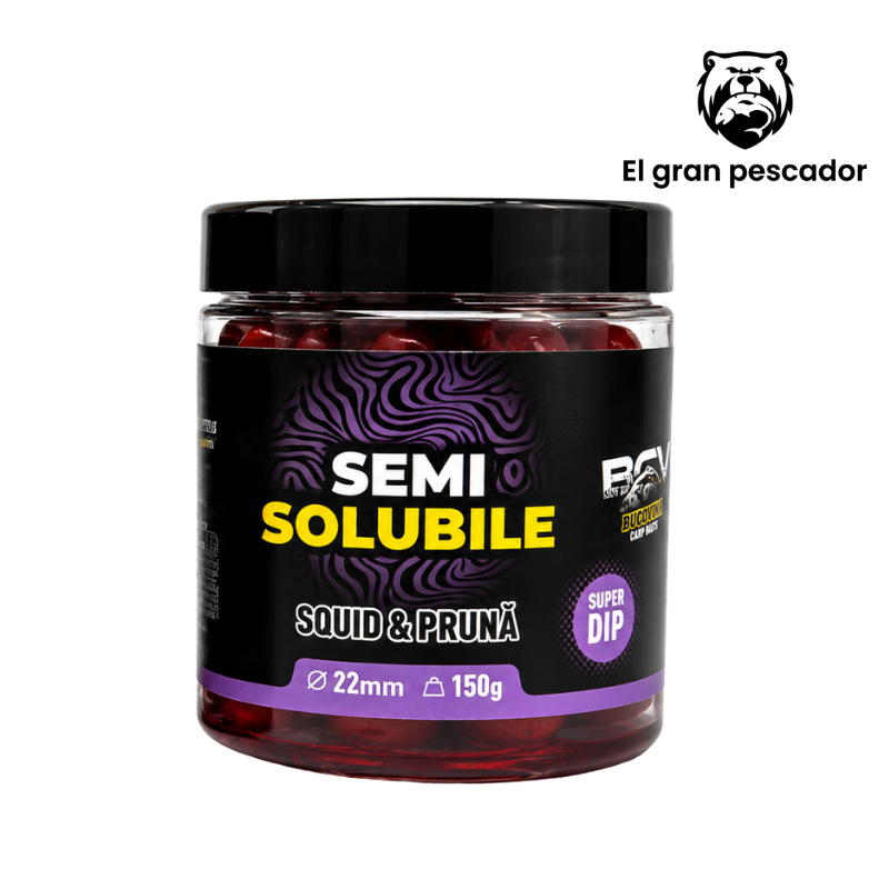Bucovina Baits Boilies Selectos Semi Soluble Squid Ciruela 18mm 150g
