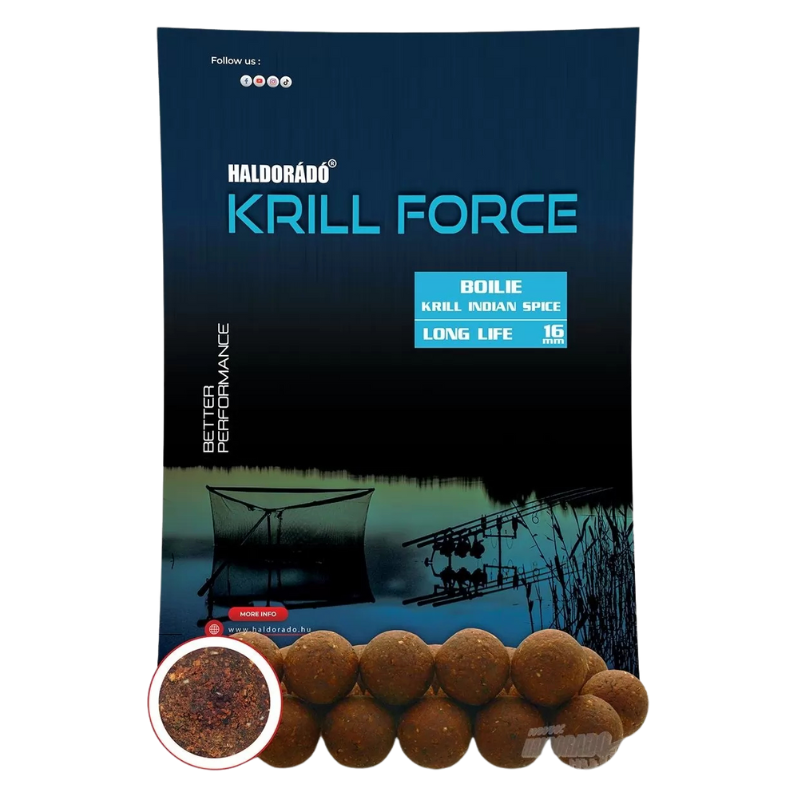 Haldorado Boilie Krill Force Long Life de 24 mm - Krill Indian Spice