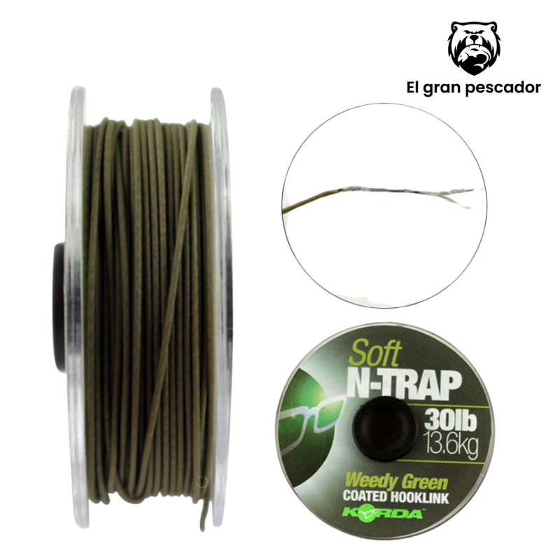Korda Coated Hooklink Soft N-Trap 30lb 13.6kg 20m