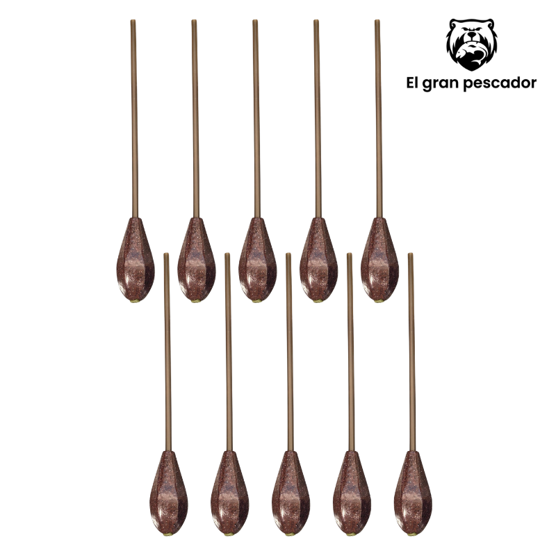 10 Plomos Lance con Tubo Verde 4mm 90gr