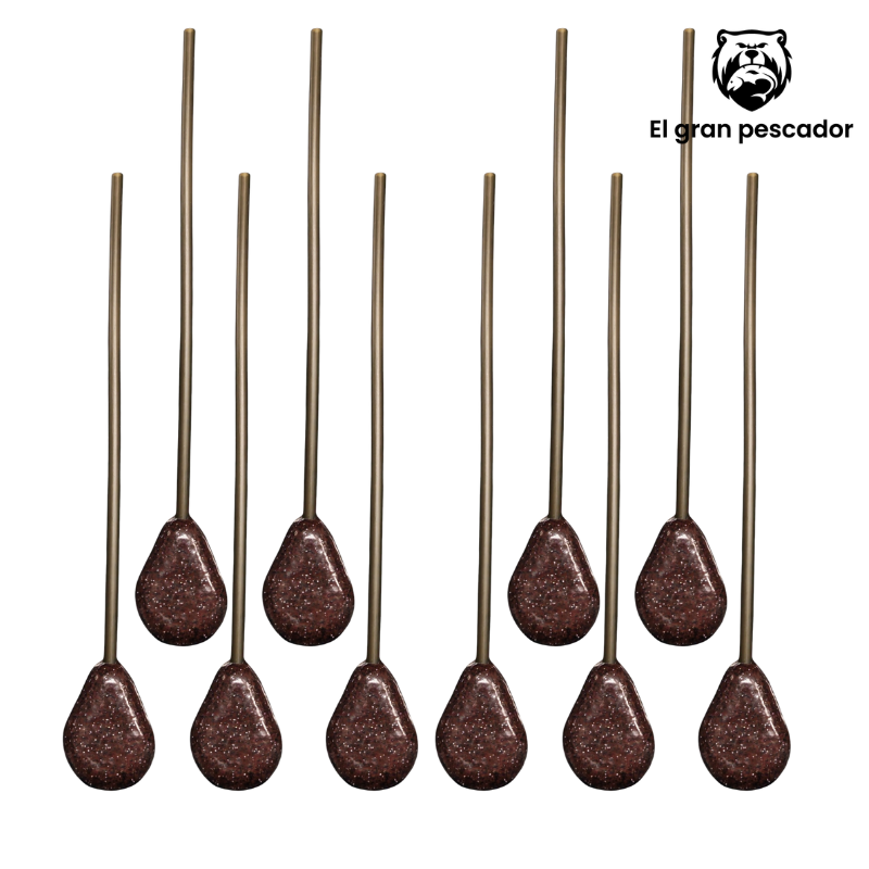 10 Plomos Pera con Tubo Verde 4mm 80gr