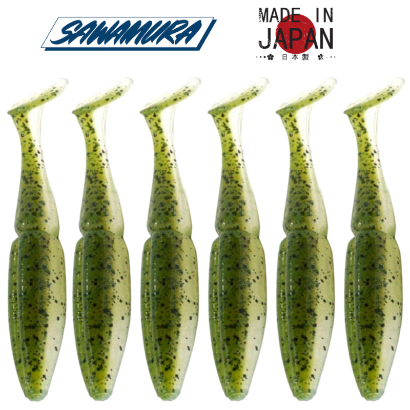 Vinilo Sawamura One Up Shad 4″ 068 Watermelon Green 6uds