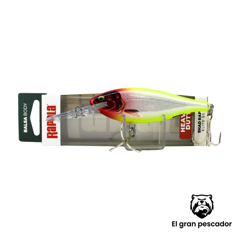 Rapala Shad Rap (Peces Grandes) 95mm 20gr 3,5m Cabeza Roja Amarillo