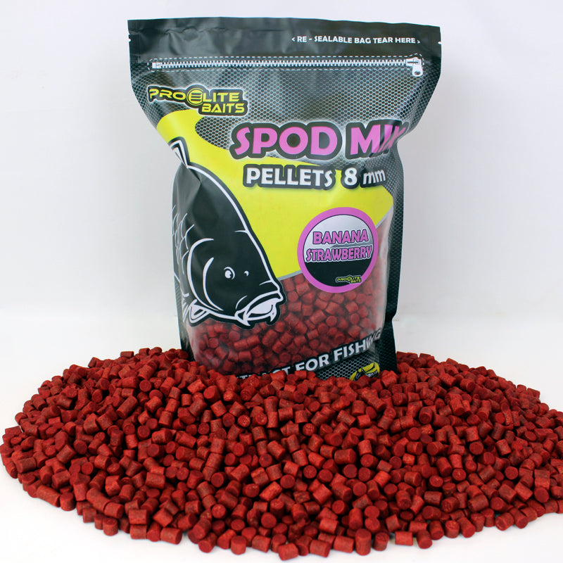 Pro Elite Baits Banana Fresa Spod Mix Pellets 8mm 1,800Kg