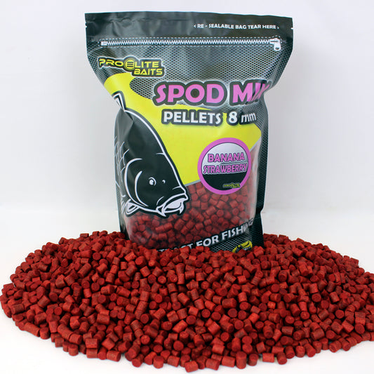 Pro Elite Baits Banana Fresa Spod Mix Pellets 8mm 1,800Kg