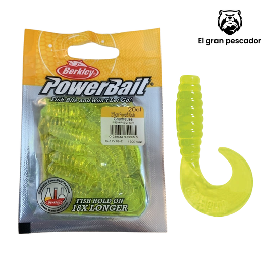 Berkley PowerBait Power Grub Chartreusse 2`` 5cm 20pcs