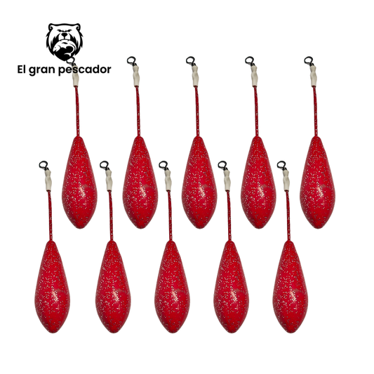 Oferta 10 Plomos Surfcasting DCA 100g Rojo Brillo