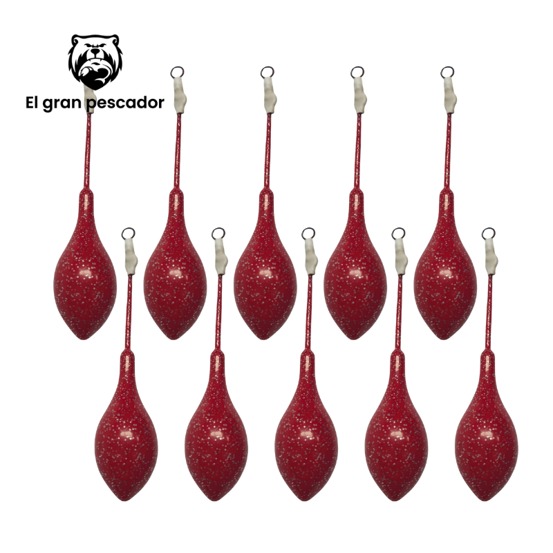 Oferta 10 Plomos Surfcasting Portugues 130g Rojo Brillo