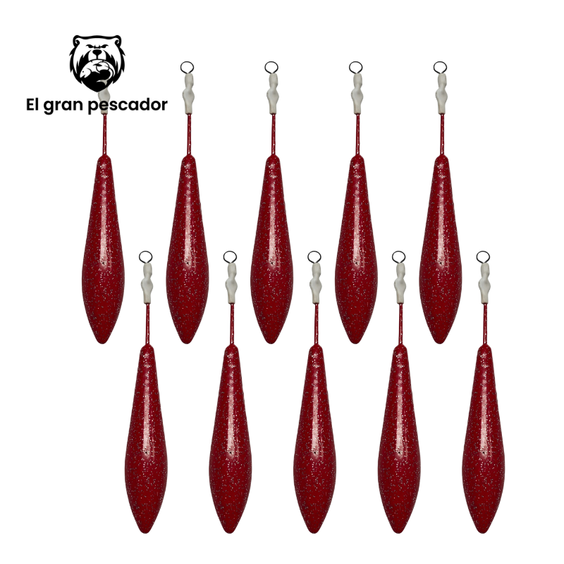 Oferta 10 Plomos Surfcasting Bala 120g Rojo Brillo