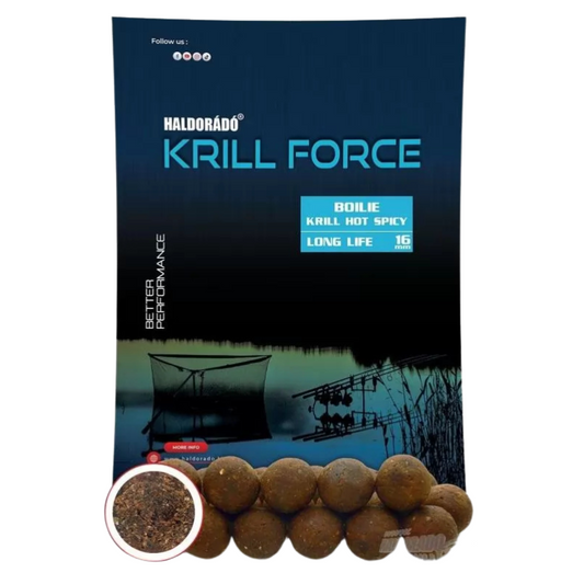 Haldorado Boilie Krill Force Long Life de 16 mm - Krill Hot Spicy