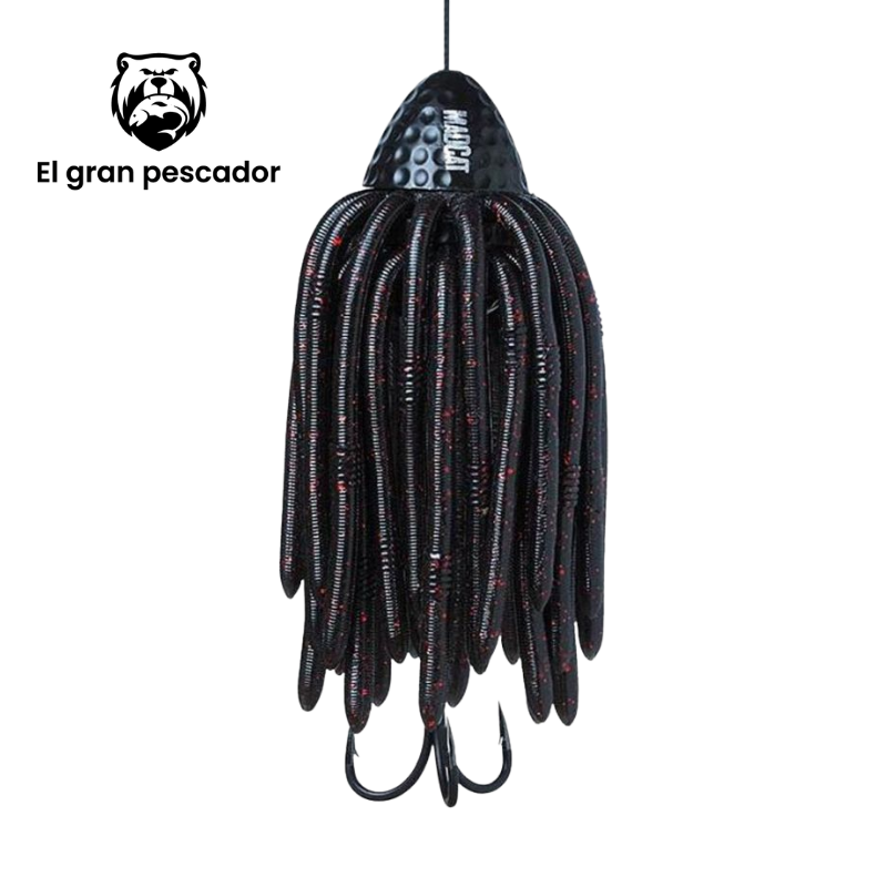 Madcat Worms Teaser 200gr 35cm 100kg 2/0 Lombriz Negra Purpurina Roja