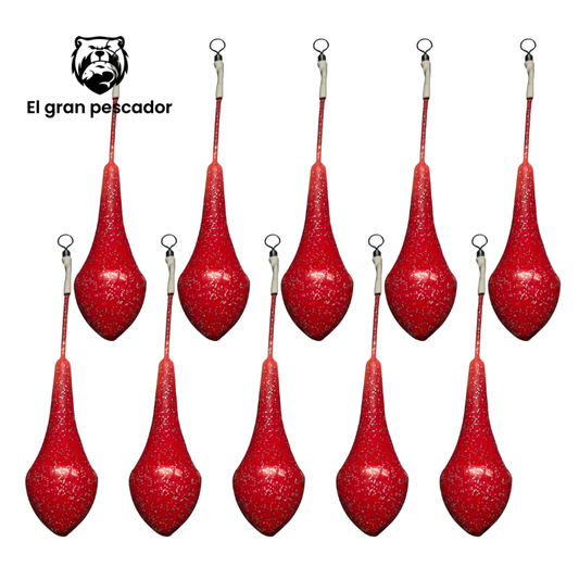 Oferta 10 Plomos Surfcasting Golf 130g Rojo Brillo