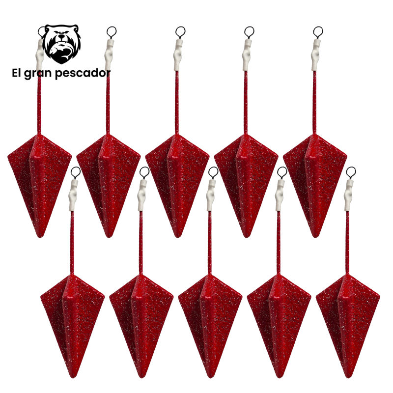 Oferta 10 Plomos Surfcasting Piramide 120g Rojo Brillo