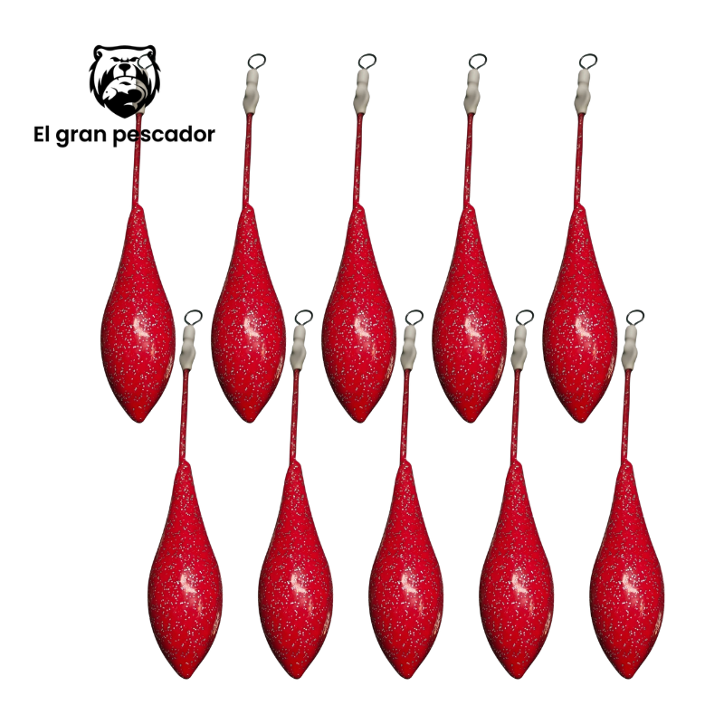 Oferta 10 Plomos Surfcasting Portugues Competicion 120g Rojo Brillo