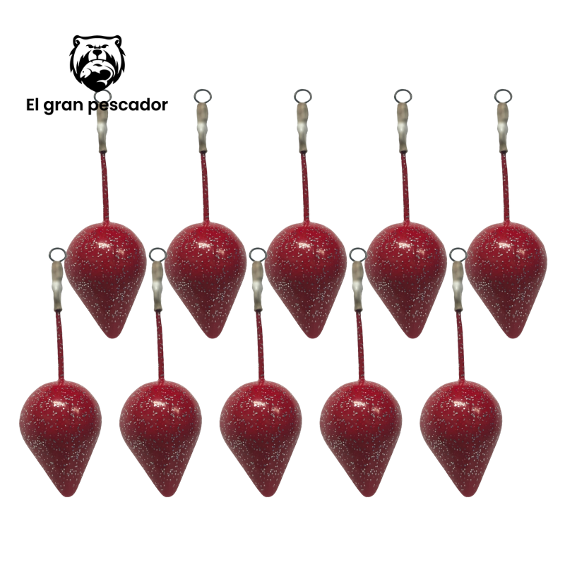 Oferta 10 Plomos Surfcasting Brasileño 130g Rojo Brillo