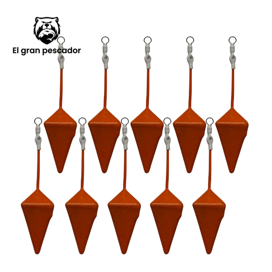 Oferta 10 Plomos Surfcasting Piramide Belga 130g Naranja
