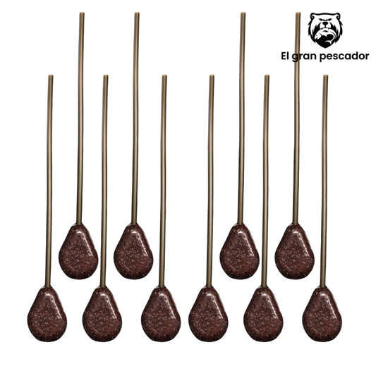 10 Plomos Pera con Tubo Verde 4mm 90gr