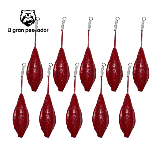 Oferta 10 Plomos Surfcasting Casting Alas 120g Rojo Brillo