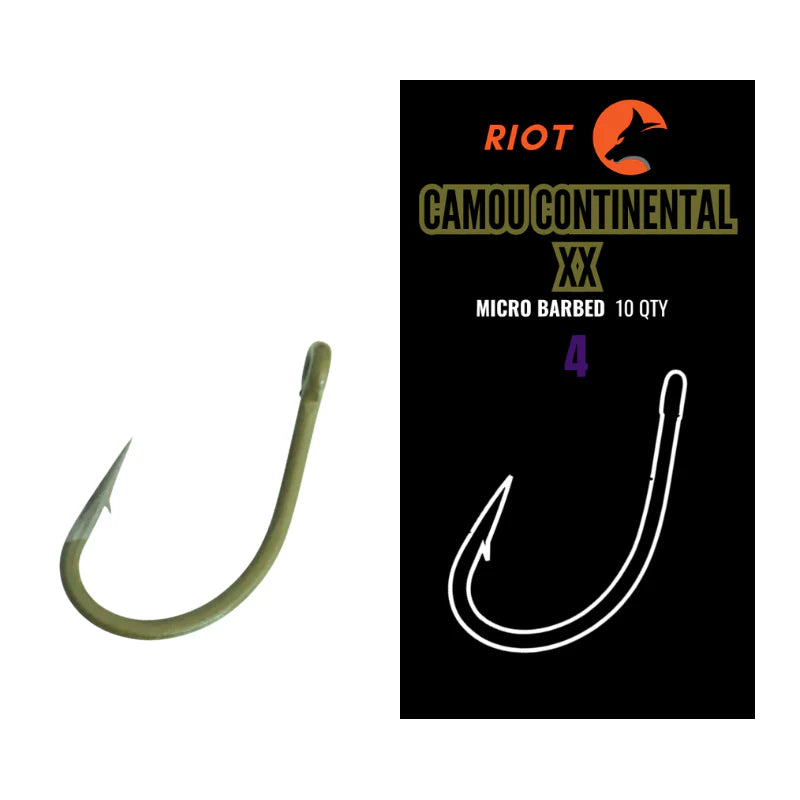 Riot Camou Continental XX Micro Barbed Size 4 10uds