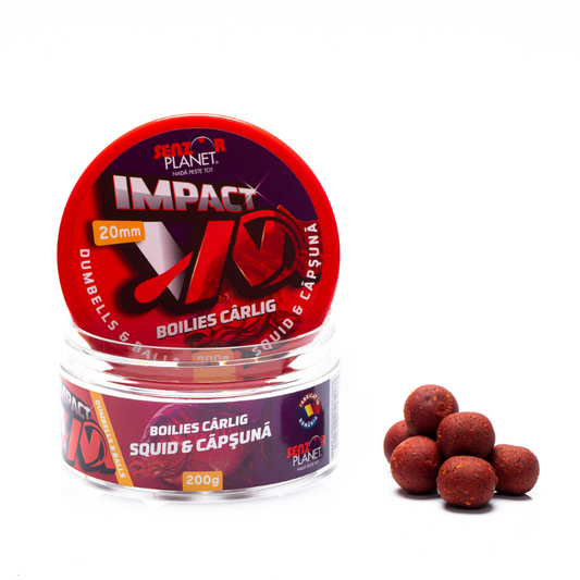 Senzor Planet Dumbell Balls Boilies Carlig Impact VM Extra Hot Squid Capsuna 20mm