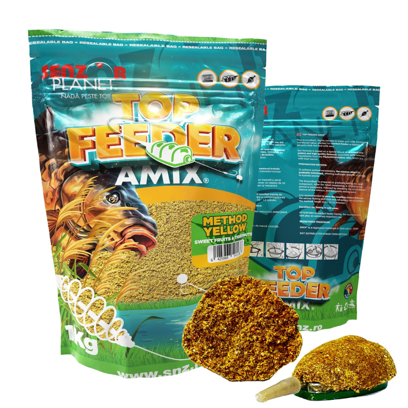 Senzor Planet Groundbait Method Yellow Top Feeder Amix (Frutas Dulces y Chufa)