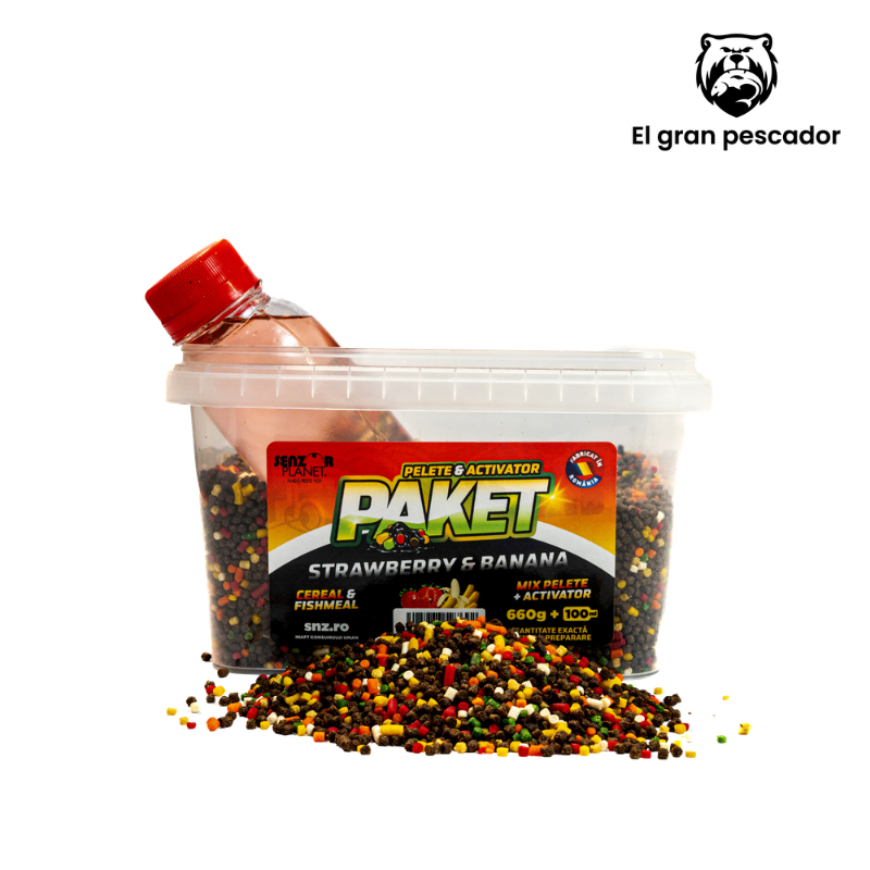 Senzor Planet Paket Mix Pellet Feeder 2mm 660g + Activador Fresa Platano