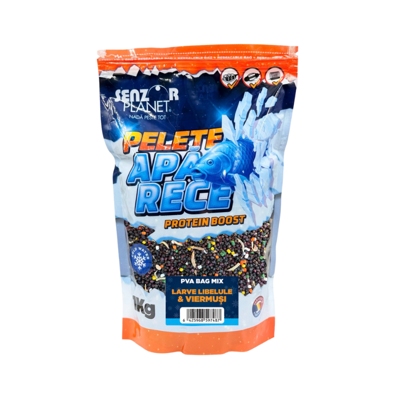 Senzor Planet PVA Bag Mix Pellets Agua Fria Larvas Libelula y Asticot 2-3mm 1kg